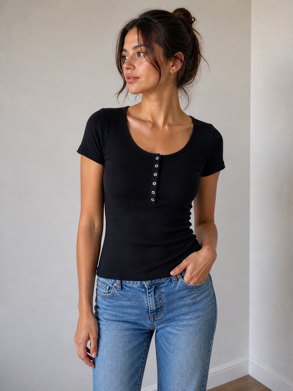 🩷FIRM PRICE🩷 H&M Ribbed button short shelve top